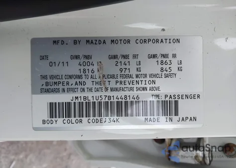 2011 Mazda Mazda3 S Sport z USA, uszkodzony, nr VIN JM1BL1U57B1448146